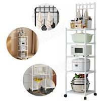 Estante Organizador 5 niveles Multiuso Rueda 152cm Cocina Baño Blanco