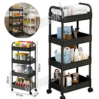 Estante Organizador 4 niveles Multiuso + Asa y Rueda 102cm Cocina Baño