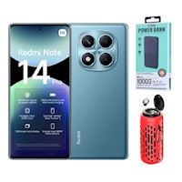 Xiaomi Redmi Note 14 Pro 4G 256GB Azul + Powerbank 10000mAh +  Parlante Bluetooth + Audifonos