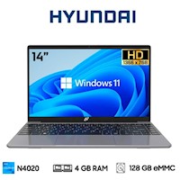 Laptop Hyundai 14.1" RAM 4GB Almacenamiento 128GB Con Windows 11 Home Hybook