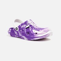 Sandalias New Athletic Clogy Morado Con Blanco Mujer