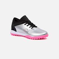 ZAPATILLAS NEW ATHLETIC FOOTBALL TEENS SLABS64 PLATEADO CON FUCSIA PARA NIÑO