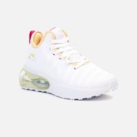 Zapatillas New Athletic Lifestyle Wind52 Blanco Con Melon Mujer