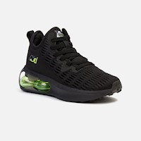 Zapatillas New Athletic Lifestyle Wind52 Negro Con Verde Mujer