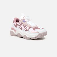 Zapatillas New Athletic Lifestyle Teens Wind105 Blanco Con Uva Niña