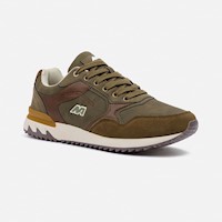 Zapatillas New Athletic Lifestyle Classic163 Verde Militar Con Marrón Hombre