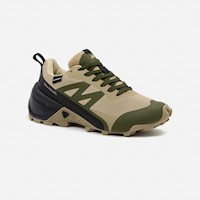 Zapatillas New Athletic Outdoor Mountain60 Beige Con Verde Militar Mujer