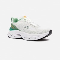 Zapatillas New Athletic Running Wind124 Crema Con Verde Manzana Mujer