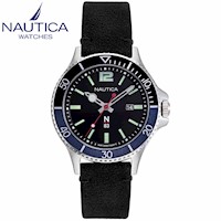 Reloj Nautica N83 Accra Beach NAPABF916 Para Hombre Correa Cuero Negro