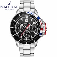 Reloj Nautica Bay Ho NAPBHP908 Para Hombre Multifuncional Acero Inoxidable Dial Negro