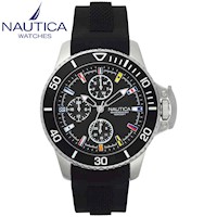 Reloj Nautica Bayside NAPBYS001 Multifuncional Para Hombre Correa Silicona Negro