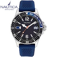 Reloj Nautica Freeboard NAPFRB920 Para Hombre Correa de Silicona Azul Dial Negro