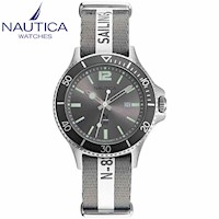 Reloj Nautica N83 Cocoa Beach NAPABS902 Para Hombre Fecha Correa Nailon Gris