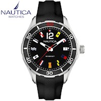 Reloj Nautica NST 1 NAPNSI801 Fecha Acero Inoxidable Silicona Negro