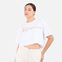 Polo Crop New Athletic Cassandra Blanco Con Beige Mujer