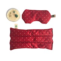 Pack Natuterapia: Almohadilla - Compresa + Antifaz+ Vela de Soja (Roja)