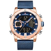 RELOJ NAVIFORCE -  DIGITAL ANALÓGICA AZUL ORO 2020 - SKU: NAV-60