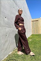 TAILORED PANT BROWN NELBLU