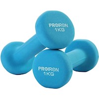 Mancuernas de neopreno PROIRON de 1kg - Celeste