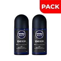 Dúo Pack Nivea Deo Hombre Roll Blackdeep - Frasco 50Ml