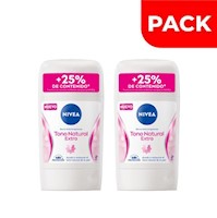 Dúo Pack Nivea Deo Mujer Barra Tono Natural Extra - Frasco 50 Ml