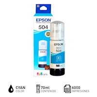 Tinta Original Impresora Epson 504 , 70 ml. Rinde 7500 Hojas, Cyan