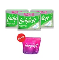 Pack x 3 Toalla Higienica Ladysoft Normal Tela Suave x 42 + Kit Gratis