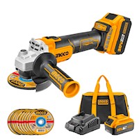 Amoladora Esmeril 4,5" Ingco CAGLI2011582 BL 20V +2 Baterías