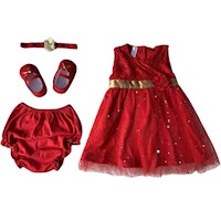 Conjunto Vestido 4 Piezas Para Bebé Niña