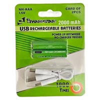 BATERÍAS/PILAS RECARGABLES POR USB AAA 2000MAH