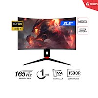 MONITOR CURVO TEROS TE-3215G  31.5" VA  165hz  1ms 1920x1080  Full HD  HDMI(2)  DP  PIVOT  CURVO