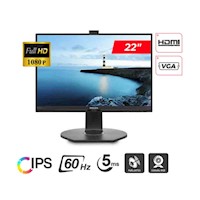 Monitor PHILIPS 221B7QPJKEB/44 22" FHD 1920x1080 60HZ  WEBCAM  HDMI 5ms parlante  2 Watts