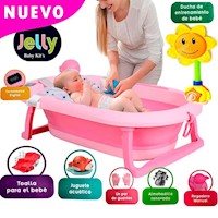 NUEVO Tina Bañera Plegable Baby Kits JELLY Con Termómetro Rosado