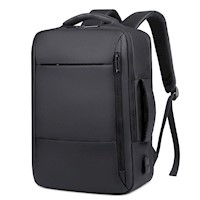 Mochila Para Trabajo Viaje Negocios Morral Impermeable Con USB Portatil Oficina Lapto - Negro