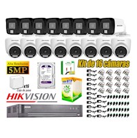 Cámara Seguridad Kit 16 Hikvision 5MP 3K Audio Incorporado HDMI 3M Disco 1TB WD
