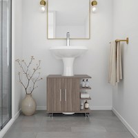 MUEBLE PARA LAVAMANOS 2 PUERTAS BATH AVELLANA Y BLANCO 50,0X55,0X41,4 CM | TUHOME