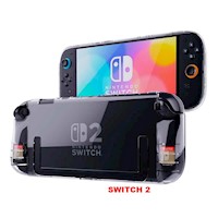 Case para Nintendo Switch 2 Ergonómico Enterizo con Portajuegos Silicon Transparente