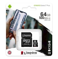 Memoria Micro Sd Kingston Original 64 Gb. Clase 10 100 Mb/s