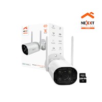 Cámara Wifi Nexxt NHC-OF10 5MP 2k+ Exterior Sirena Vision noche RJ45 + SD 128GB