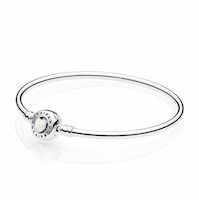 Brazalete Pandora Broche corazón blanco / talla:18 cm