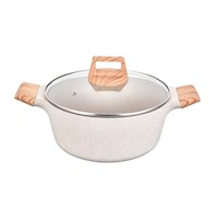 Olla 28 cm de Aluminio Antiadherente Revestida Marmol Tapa de Vidrio
