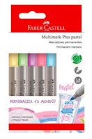 Marcador x 5 Pastel Faber Castell Multimark Plus