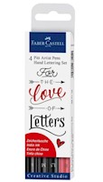 Set x 4 Pitt Artist Pen Hand Lettering Faber Castell Love