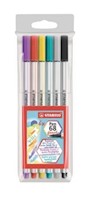 Marcador Stabilo Pen 68 Brush x 6 Colores