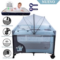 Cuna Corral Ebaby con Cambiador Happy Dream Celeste-Colchón