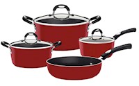 Juego de ollas de Aluminio Mónaco Rojo x 7 piezas - 20099432