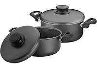 JUEGO DE OLLAS DE ALUMINIO PARÍS NEGRO X 2 PZS 24CM-26CM - 75286026