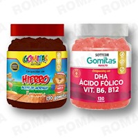 PACK 2 GOMITAS HIERRO NIÑOS  + DHA ACIDO FOLICO SOTTCORLABS