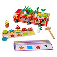 CARRO MULTIFUNCIONAL DE MADERA ZANAHORIA - JUEGO DIDÁCTICO