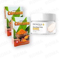 PACK 2 JABÓN EN BARRA DE CÚRCUMA 110G + CREMA ACLARANTE DE ARROZ BIOAQUA 50G